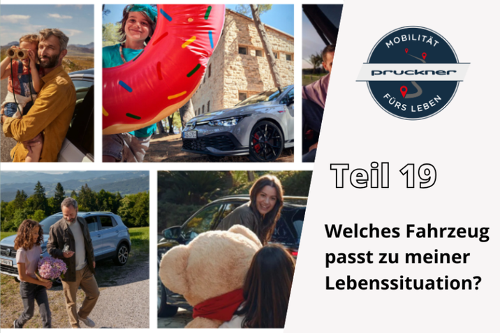 Erfahren Sie jetzt, welches Fahrzeug zu welcher Lebenssituation passt und lassen Sie sich von unseren Verkaufs-Teams beraten. Am Bild: verschiedene Menschen in verschiedenen Lebenssituationen